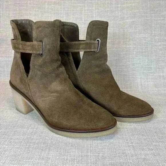 Anthro Hoss Intropia brown suede ankle boots boho slip on size 38 (8) FLAW - Picture 1 of 10